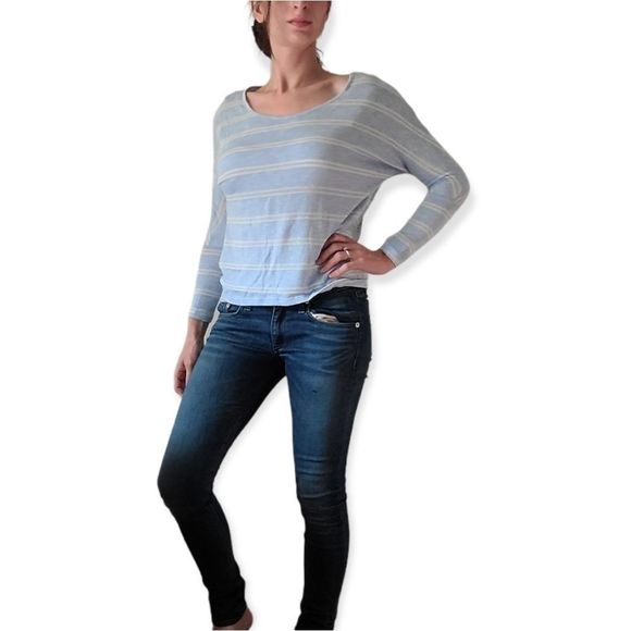 🌹2/$15 Self Esteem Blue White Stripe Long Sleeve - Picture 2 of 8